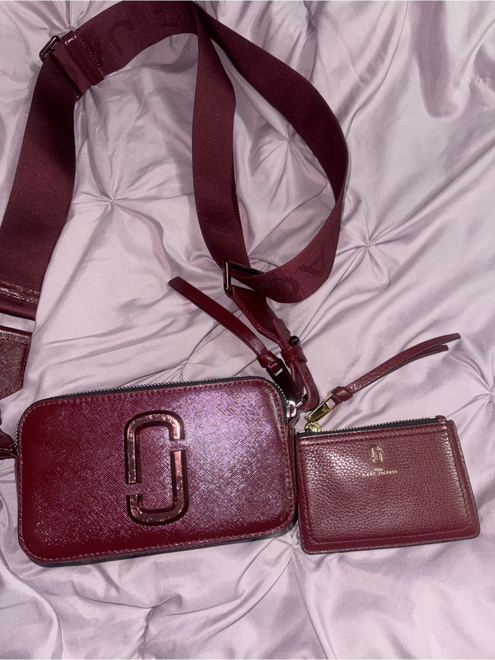 Marc Jacobs Burgundy Snapshot Camera Crossbody Bag w/Wallet